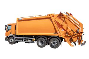 Press loading garbage vehicle ATRIK type R2P AU AV with large container emptying mechanism