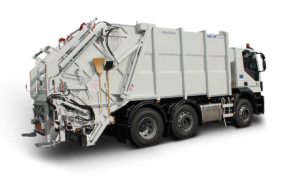 Press loading garbage vehicle ATRIK type R2P AU AV with an additional discharge mechanism for large containers