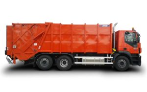 Garbage truck ATRIK type R2P RRM with manual container and bin washing and optional automatic bin emptying machine